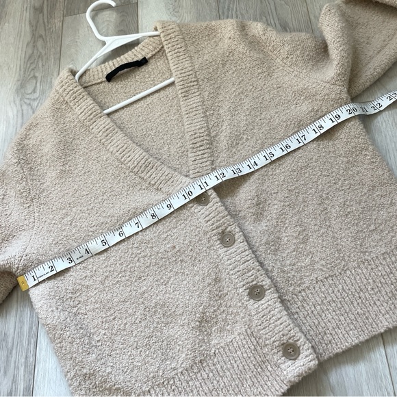 Jenni Kayne Merino Wool Boucle Boyfriend Cardigan Sweater Beige (Small) preppy - Picture 3 of 8